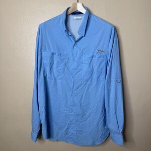 Columbia PFG Shirt Mens XL Blue Button Up Long Sleeve Omni Shade Fishing Outdoor